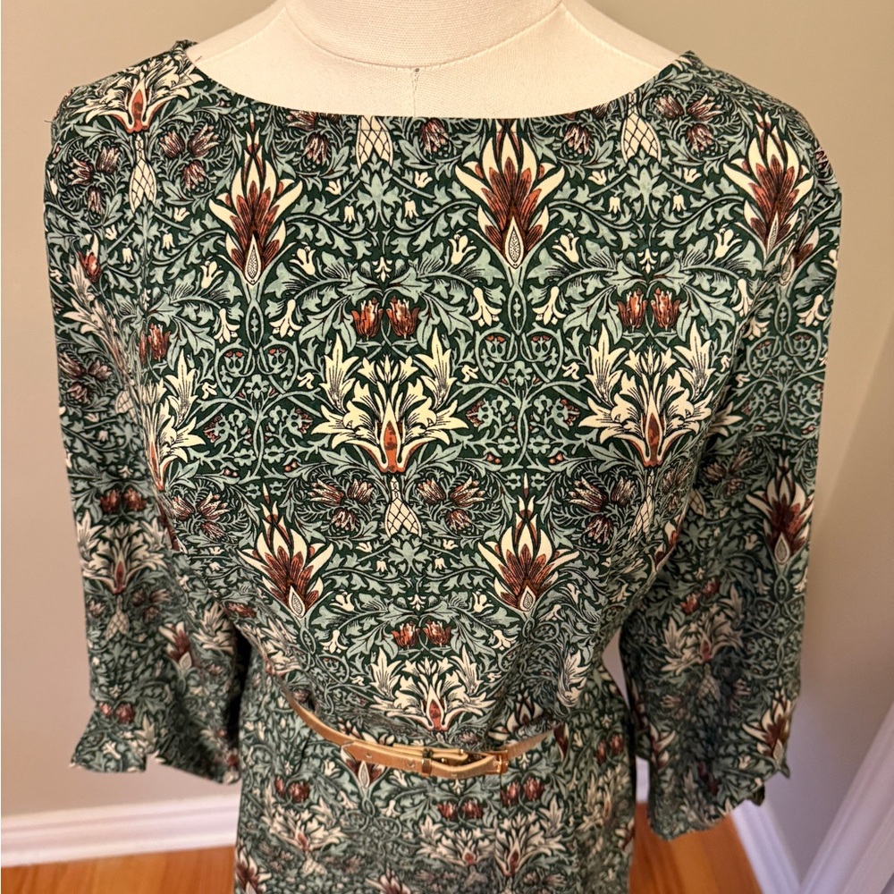 Floral Green and Cream Dress